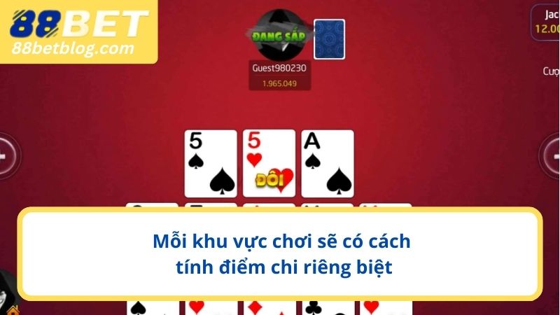 Mỗi khu vực chơi sẽ có cách tính điểm chi riêng biệt