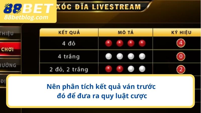 Nên phân tích kết quả ván trước đó để đưa ra quy luật cược
