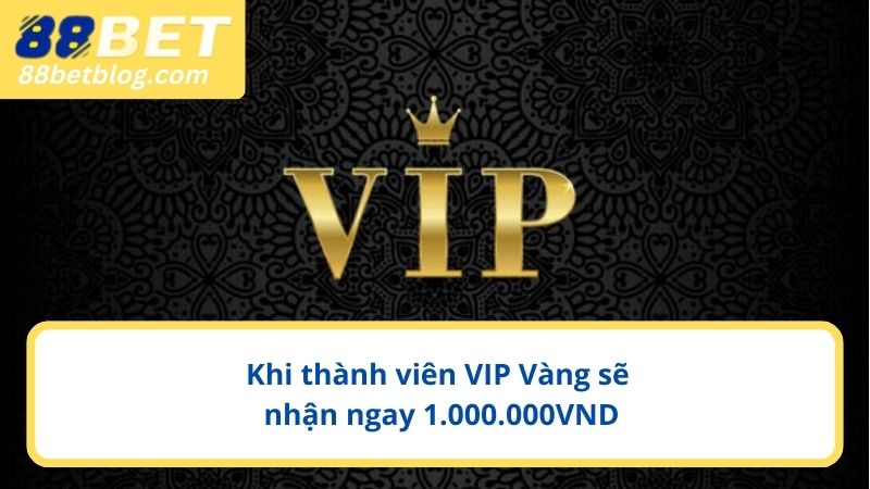 Khi thành viên VIP Vàng sẽ nhận ngay 1.000.000VND
