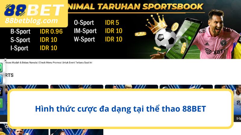 Hình thức cược đa dạng tại thể thao 88BET